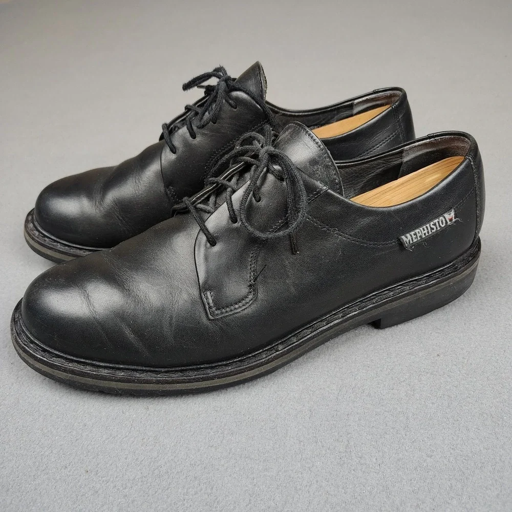 Mephisto Manko Black Leather Oxford Mens 10 Shoes Lace Up UK 9.5 Made In France